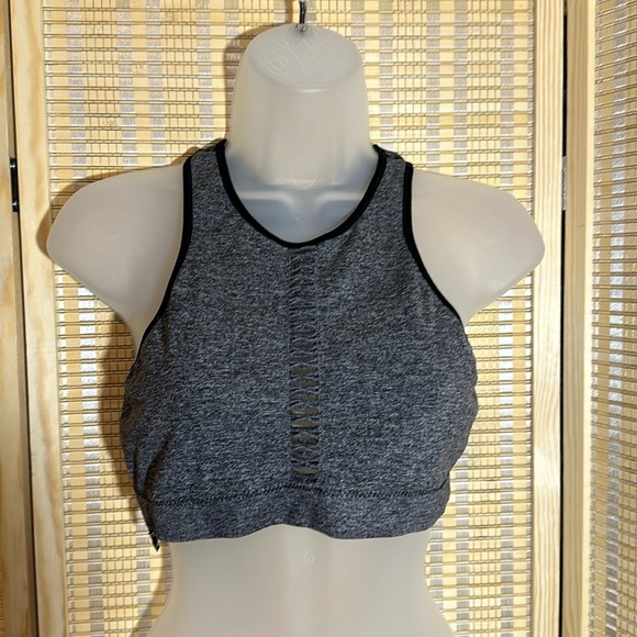 Zobha Heather Gray Cut Out Racerback Sports Bra Large - Picture 2 of 16
